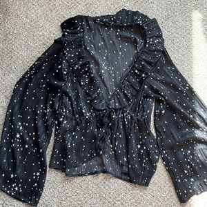 Flowey black blouse with white stars